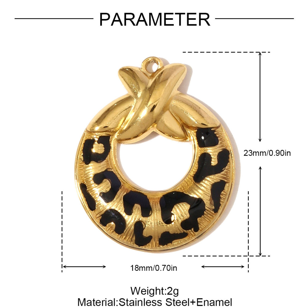 6pcs/pack Fashion Stainless Steel Enamel Lotus Eye Pendants Geometric Star Heart DIY Earring Charms Women Leopard Print Jewelry