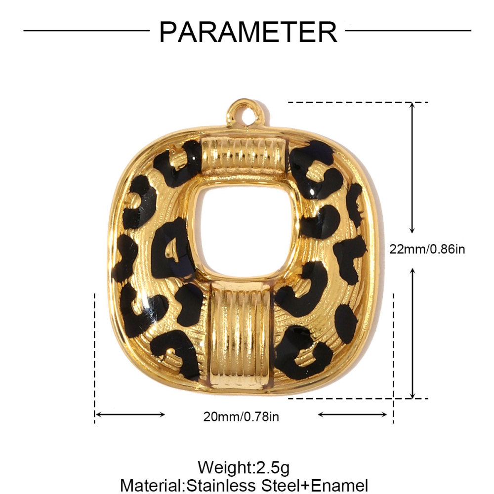 6pcs/pack Fashion Stainless Steel Enamel Lotus Eye Pendants Geometric Star Heart DIY Earring Charms Women Leopard Print Jewelry