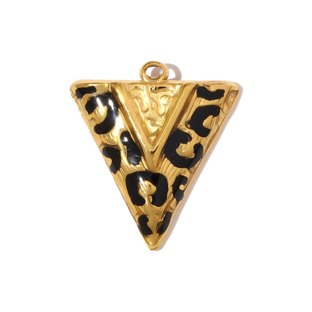 6pcs/pack Fashion Stainless Steel Enamel Lotus Eye Pendants Geometric Star Heart DIY Earring Charms Women Leopard Print Jewelry