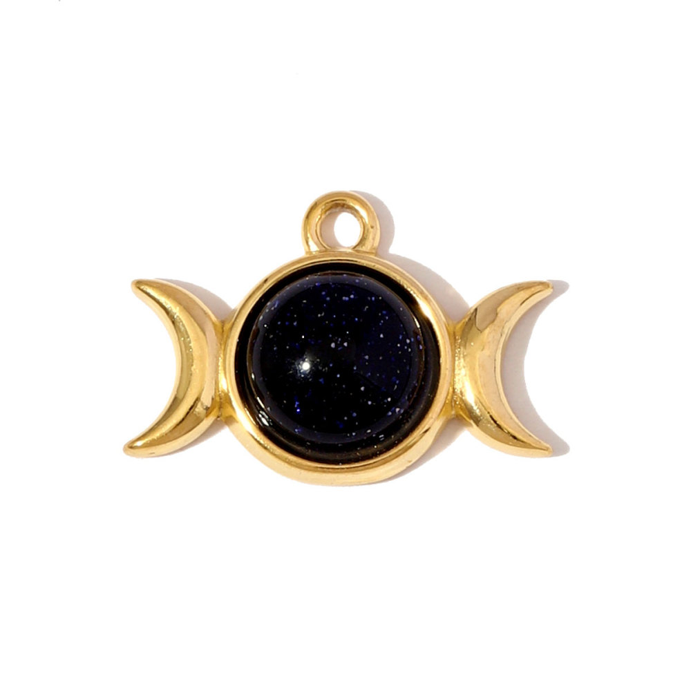 6pcs/pack Fashion Stainless Steel Natural Stone Red Agate Moon Sun Pendants Turquoise Geometric DIY Charms Women Flower Jewelry