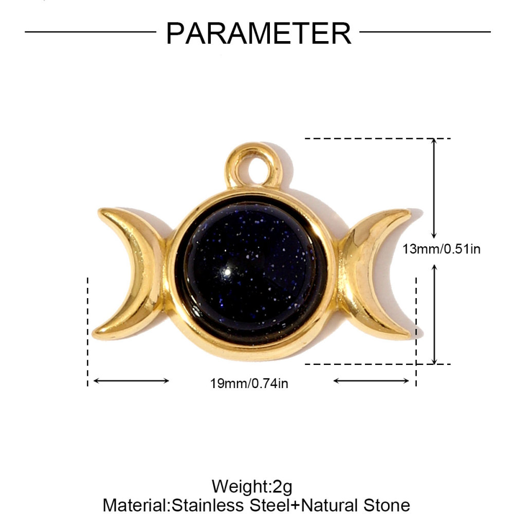 6pcs/pack Fashion Stainless Steel Natural Stone Red Agate Moon Sun Pendants Turquoise Geometric DIY Charms Women Flower Jewelry
