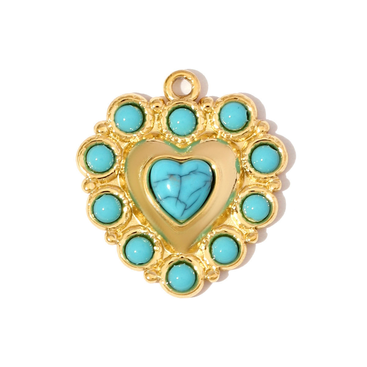 6pcs/pack Fashion Stainless Steel Natural Stone Red Agate Moon Sun Pendants Turquoise Geometric DIY Charms Women Flower Jewelry