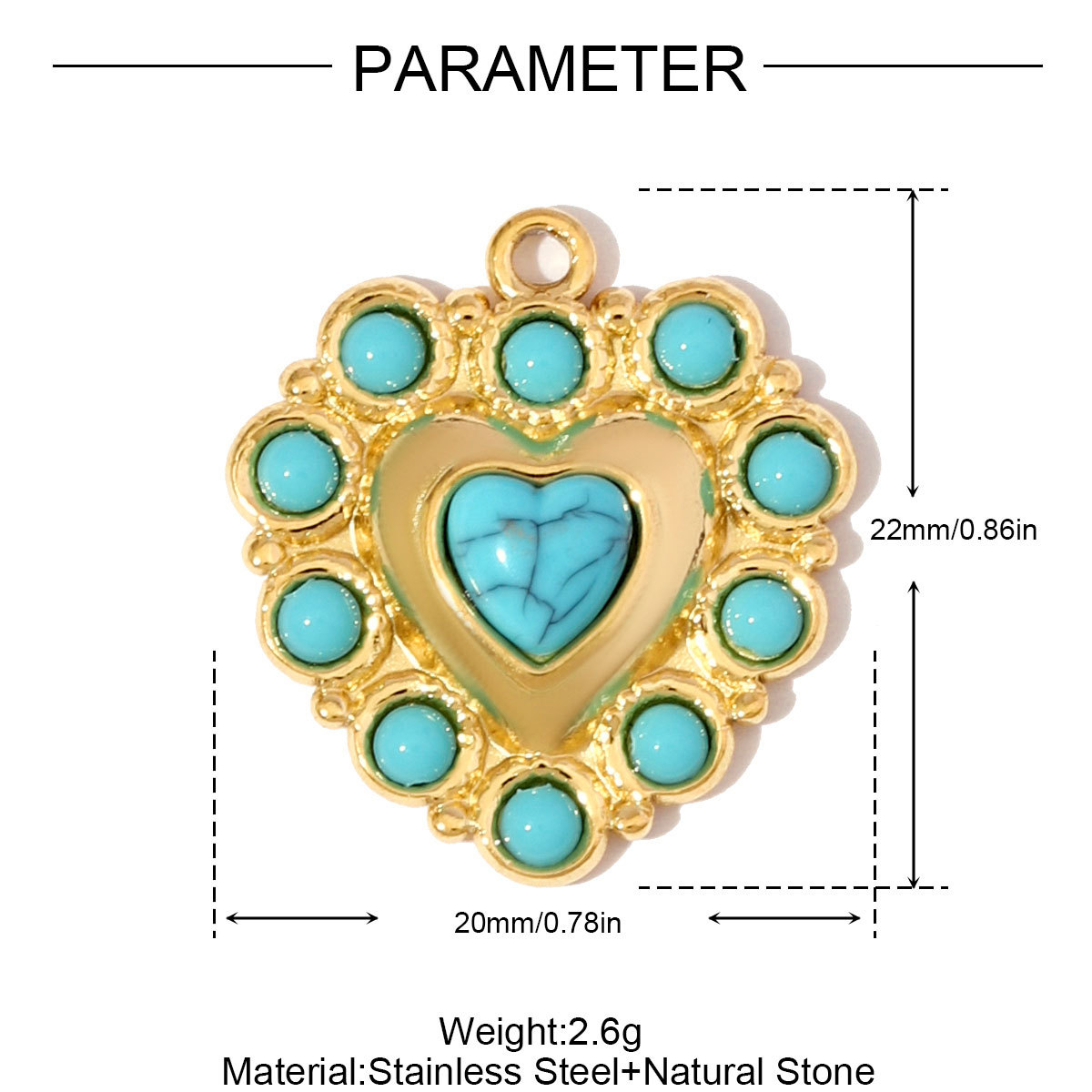6pcs/pack Fashion Stainless Steel Natural Stone Red Agate Moon Sun Pendants Turquoise Geometric DIY Charms Women Flower Jewelry