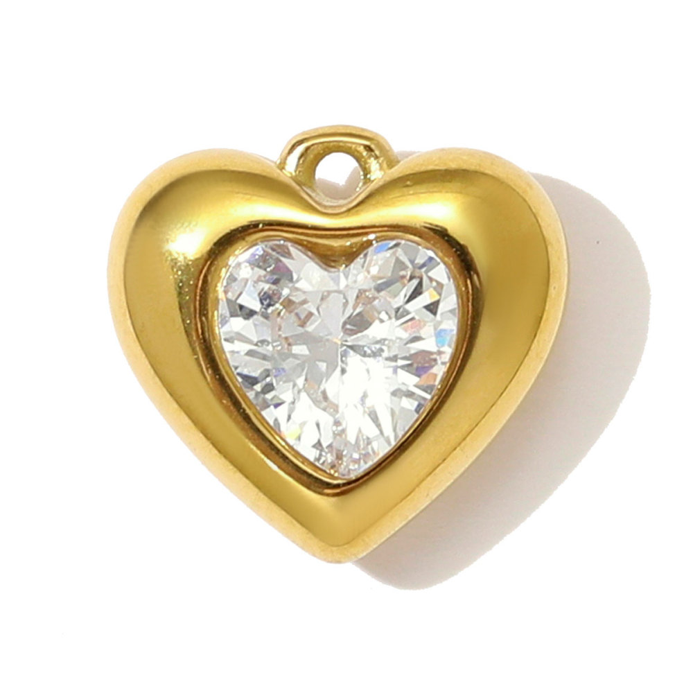 6pcs/pack Mirror Polish Stainless Steel Heart Angel Wing Necklace Pendant Rhinestone Heart Flower DIY Charm Women Geometric Jewelry