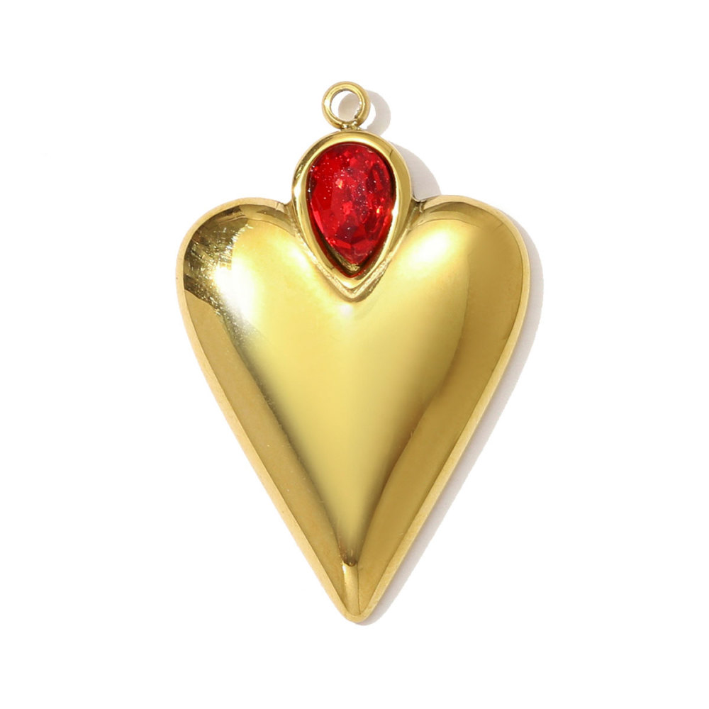 6pcs/pack Mirror Polish Stainless Steel Heart Angel Wing Necklace Pendant Rhinestone Heart Flower DIY Charm Women Geometric Jewelry