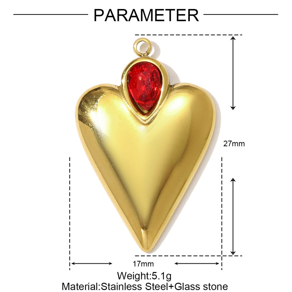 6pcs/pack Mirror Polish Stainless Steel Heart Angel Wing Necklace Pendant Rhinestone Heart Flower DIY Charm Women Geometric Jewelry