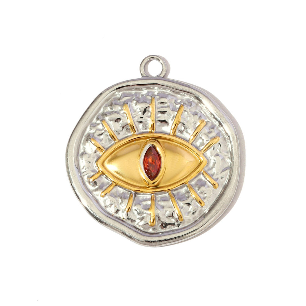 6pcs/pack Stainless Steel Rhinestone Evil Eye Holy Mother Pendants Flower Love Heart DIY Earring Charms Women Owl Round Jewelry