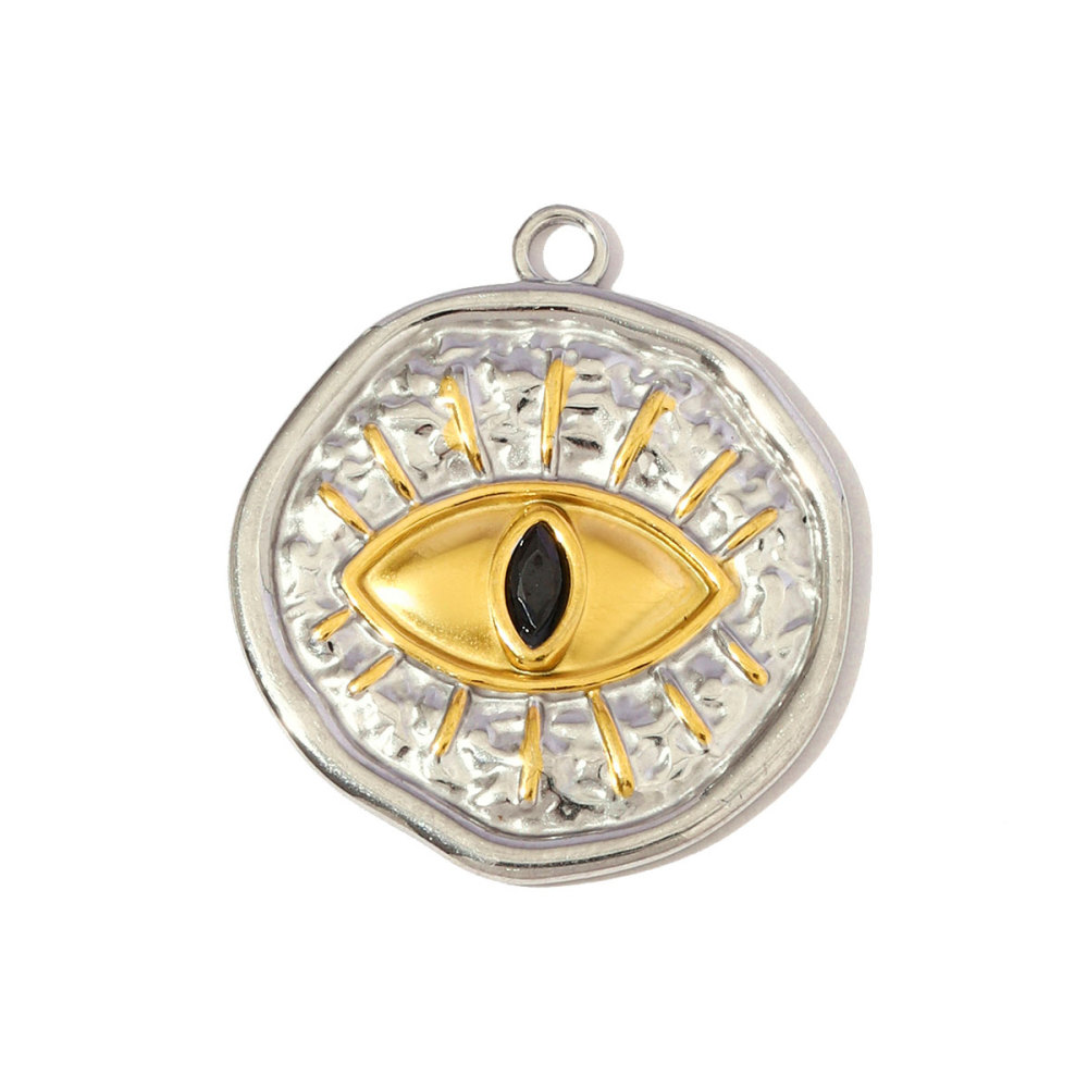 6pcs/pack Stainless Steel Rhinestone Evil Eye Holy Mother Pendants Flower Love Heart DIY Earring Charms Women Owl Round Jewelry