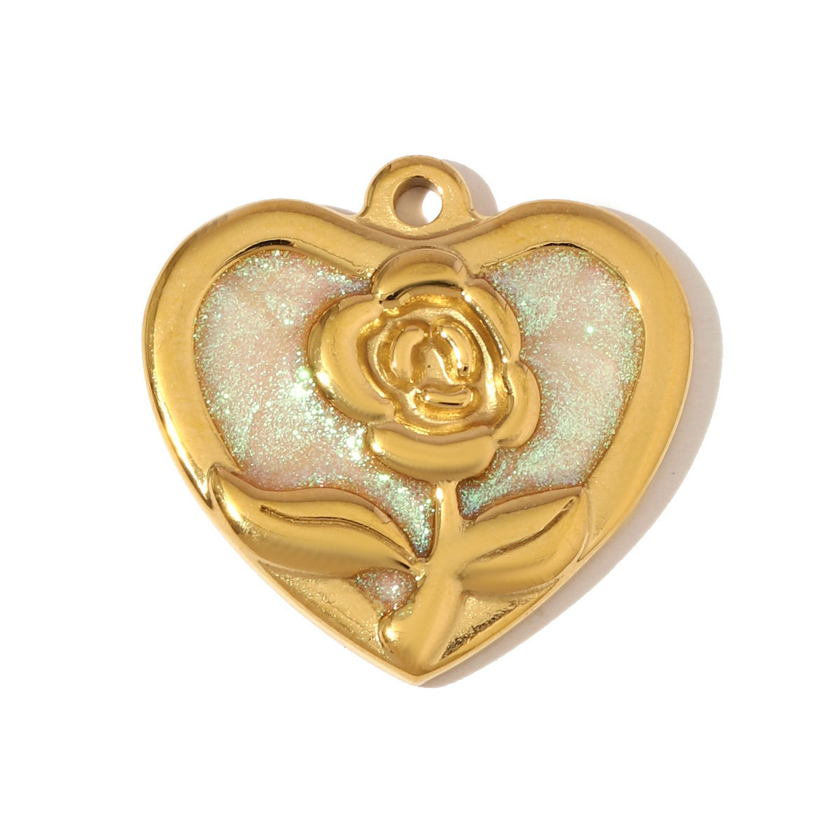 6pcs/pack French Retro Stainless Steel Rose Maple Leaf Pendants Love Heart Cross DIY Earring Charms Women Butterfly Flower Jewelry