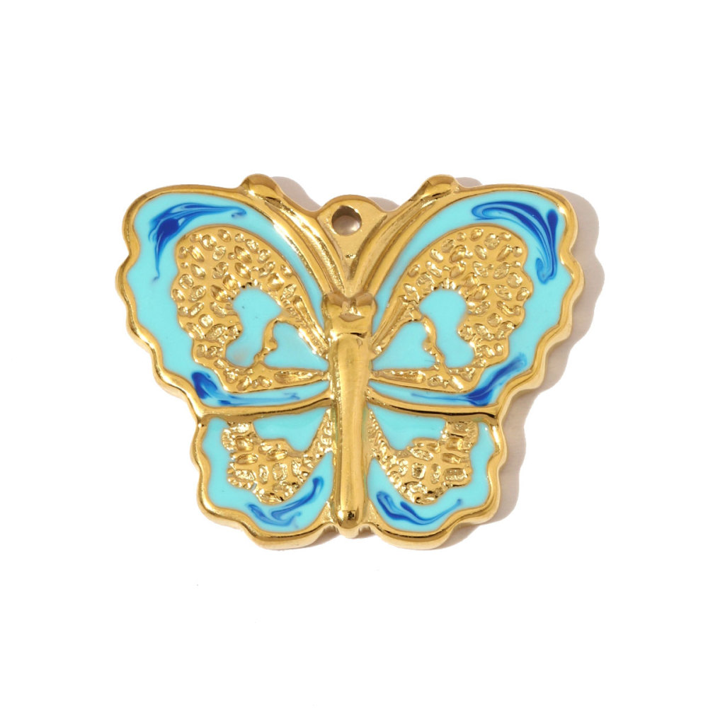 6pcs/pack French Retro Stainless Steel Rose Maple Leaf Pendants Love Heart Cross DIY Earring Charms Women Butterfly Flower Jewelry