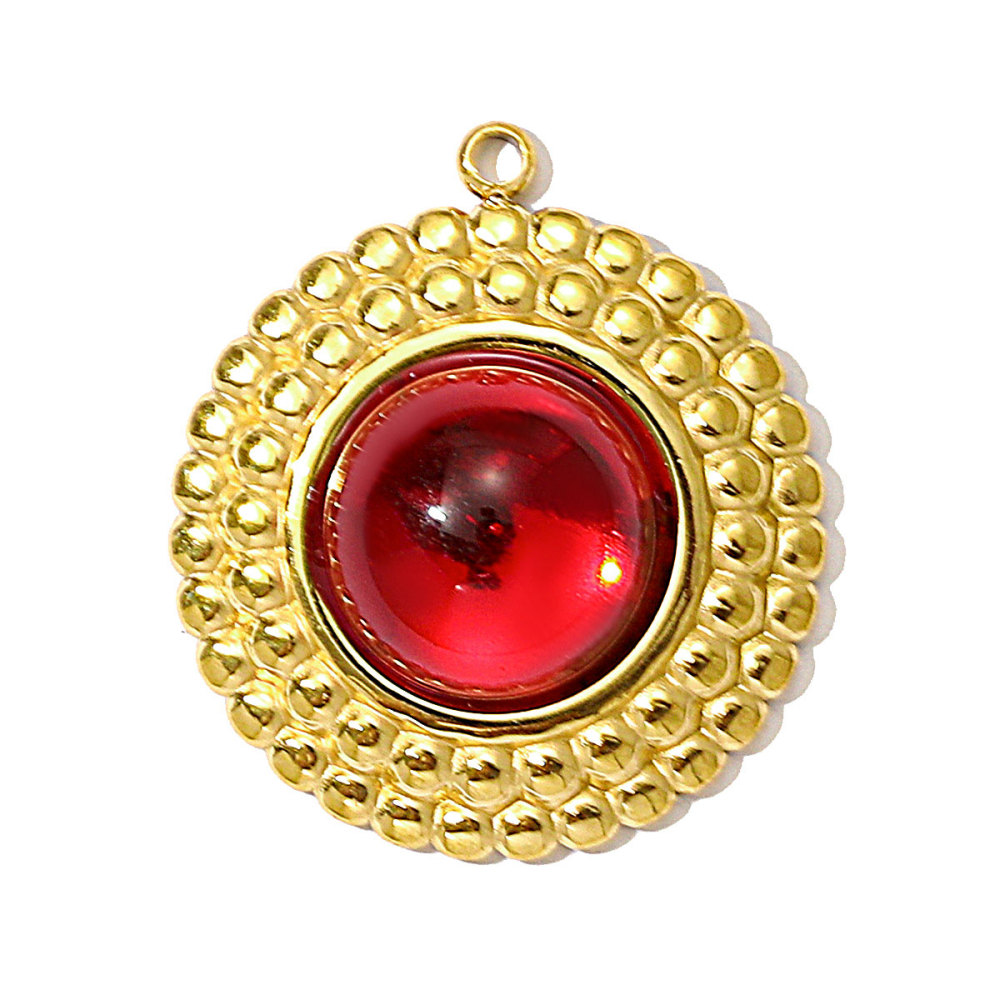 6pcs/pack Retro Stainless Steel Natural Stone Oval Round Necklace Pendant Red Agate Crab DIY Charm Women Geometric Jewelry