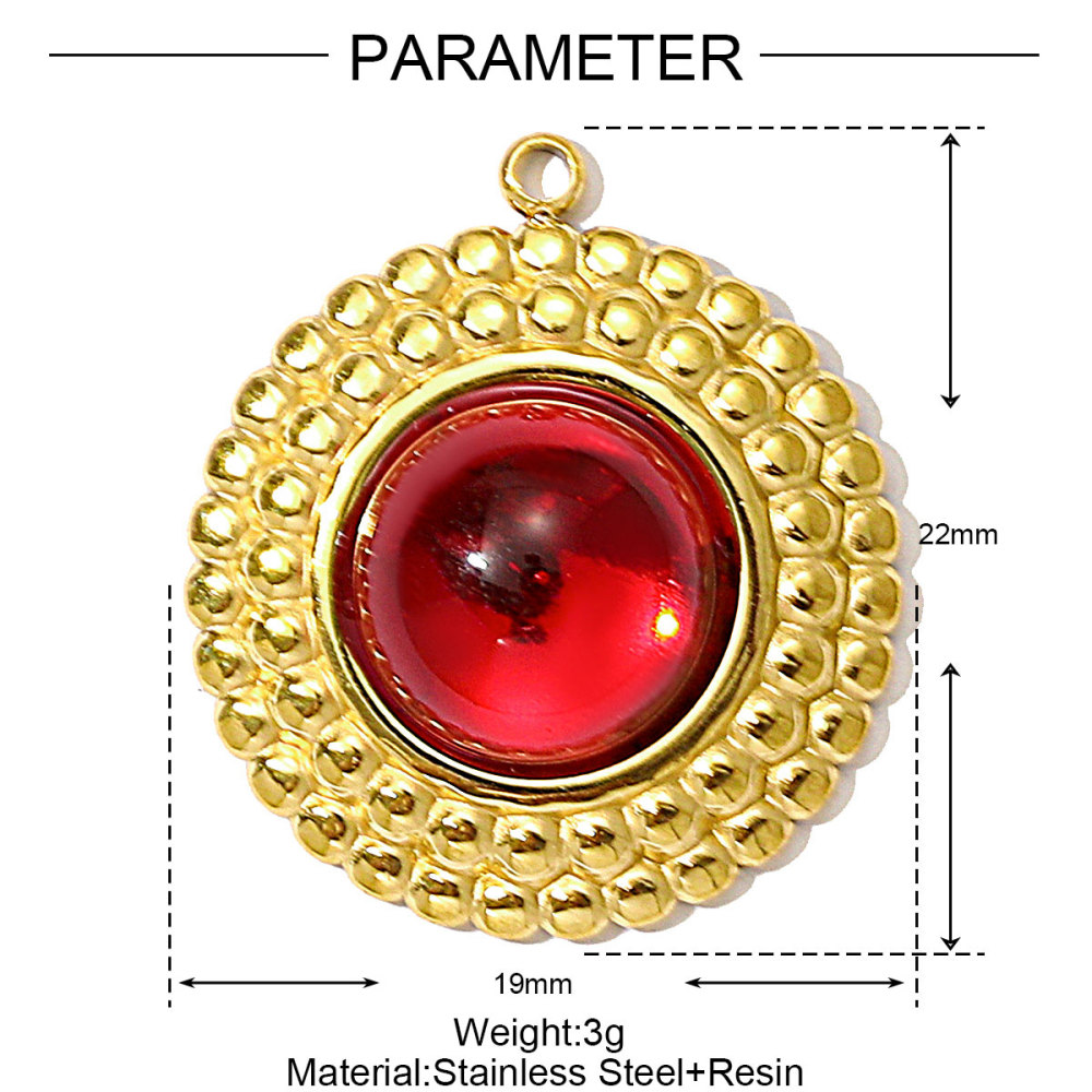 6pcs/pack Retro Stainless Steel Natural Stone Oval Round Necklace Pendant Red Agate Crab DIY Charm Women Geometric Jewelry
