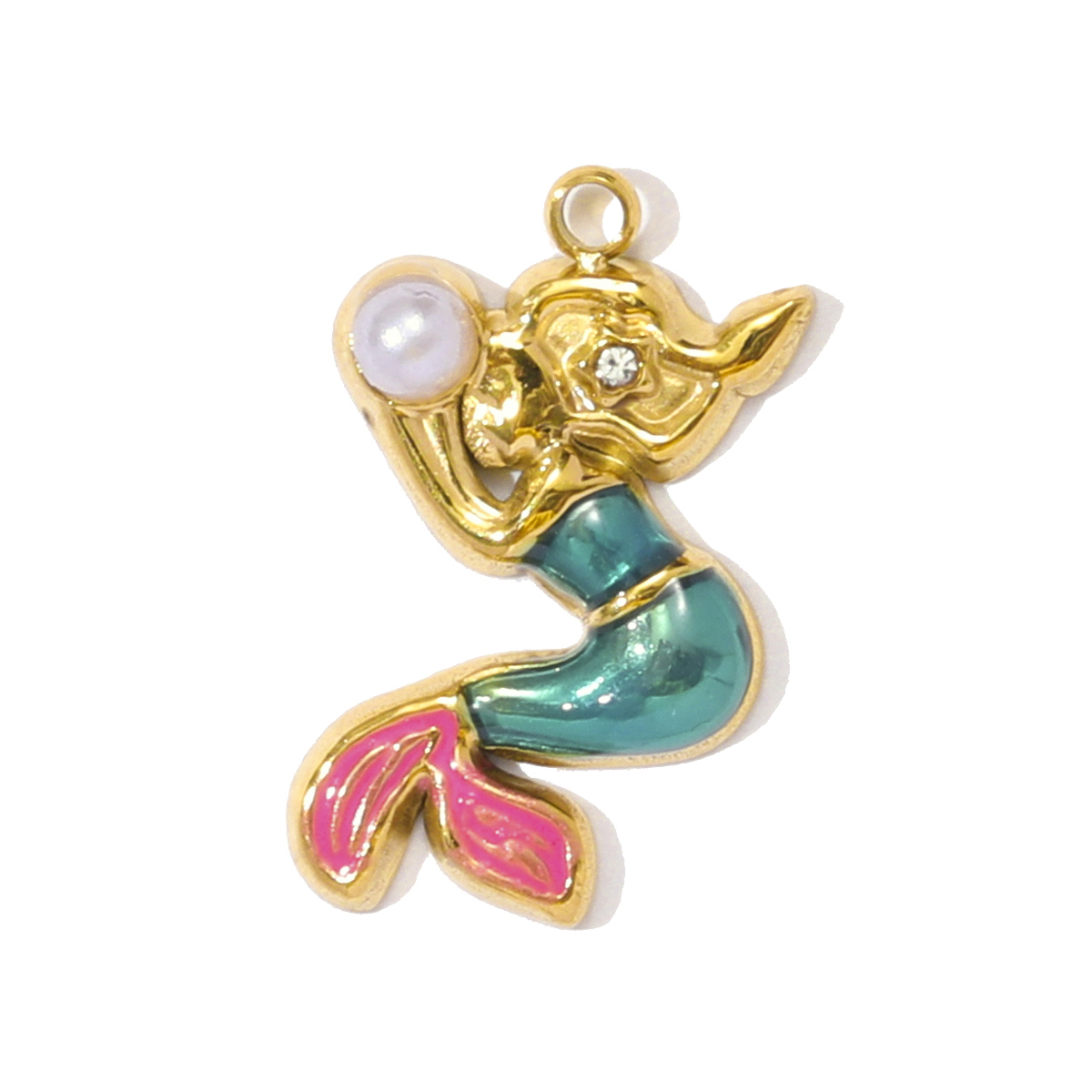 6pcs/pack Fashion Stainless Steel Enamel Kirky Sausage Dog Necklace Pendant Cat Mermaid DIY Earring Charm Women Animal Jewelry