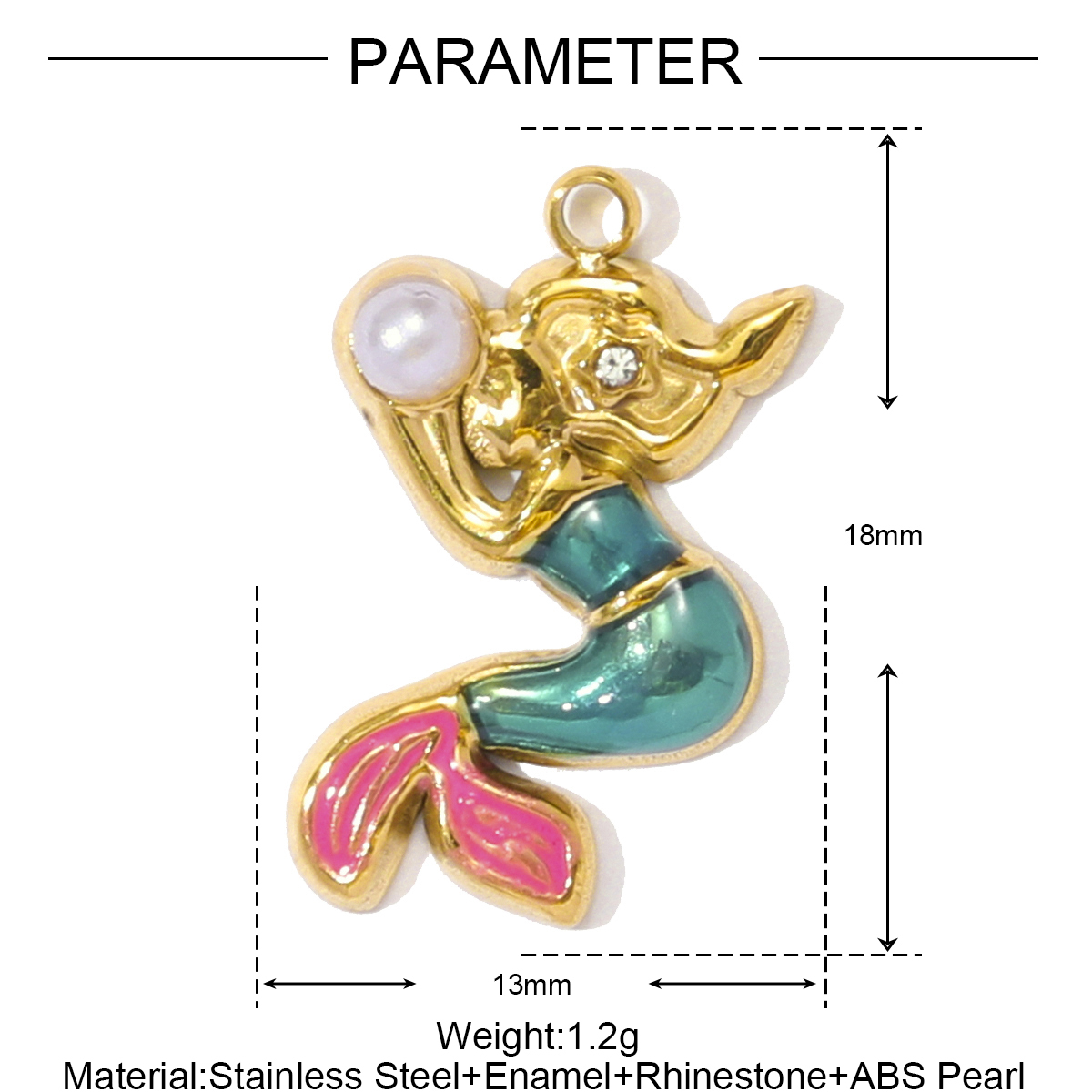 6pcs/pack Fashion Stainless Steel Enamel Kirky Sausage Dog Necklace Pendant Cat Mermaid DIY Earring Charm Women Animal Jewelry