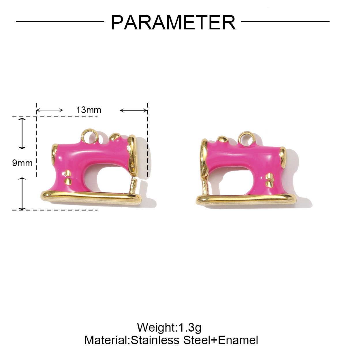 6pcs/pack Stainless Steel Enamel Sewing Machine Necklace Pendant Pumpkin Carriage DIY Charm Women 3D Pitaya Fruit Jewelry