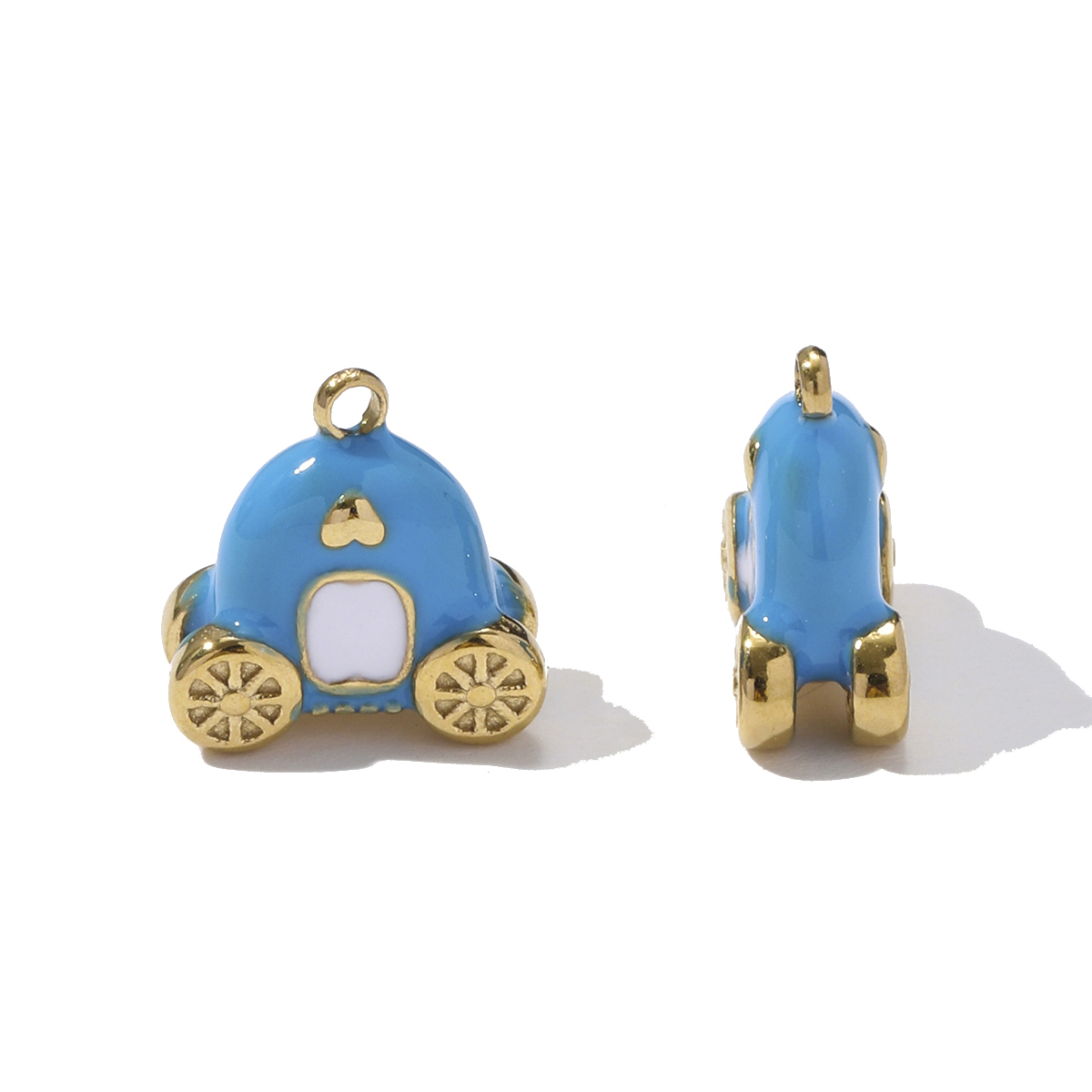 6pcs/pack Stainless Steel Enamel Sewing Machine Necklace Pendant Pumpkin Carriage DIY Charm Women 3D Pitaya Fruit Jewelry