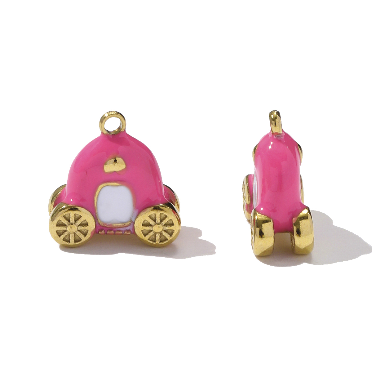 6pcs/pack Stainless Steel Enamel Sewing Machine Necklace Pendant Pumpkin Carriage DIY Charm Women 3D Pitaya Fruit Jewelry