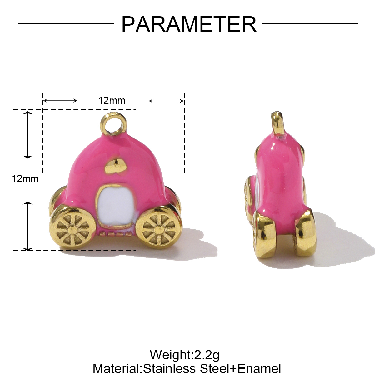 6pcs/pack Stainless Steel Enamel Sewing Machine Necklace Pendant Pumpkin Carriage DIY Charm Women 3D Pitaya Fruit Jewelry