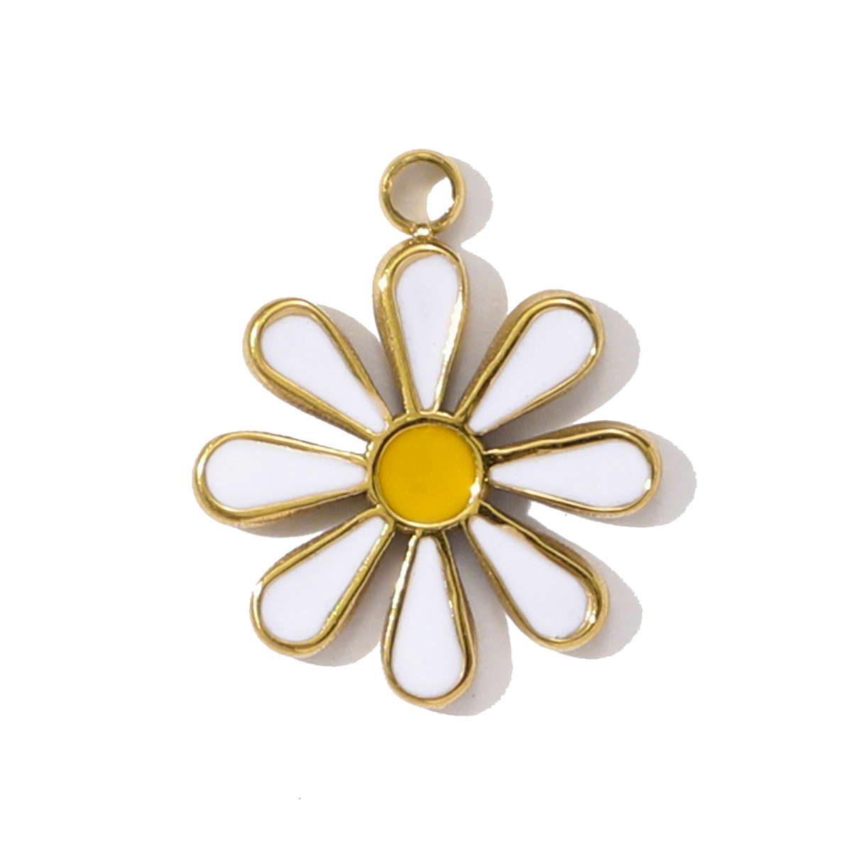 6pcs/pack Fashion Stainless Steel Enamel Sunflower Daisy Necklace Pendant Evil Eye Clower DIY Charm Women Rose Crown Jewelry