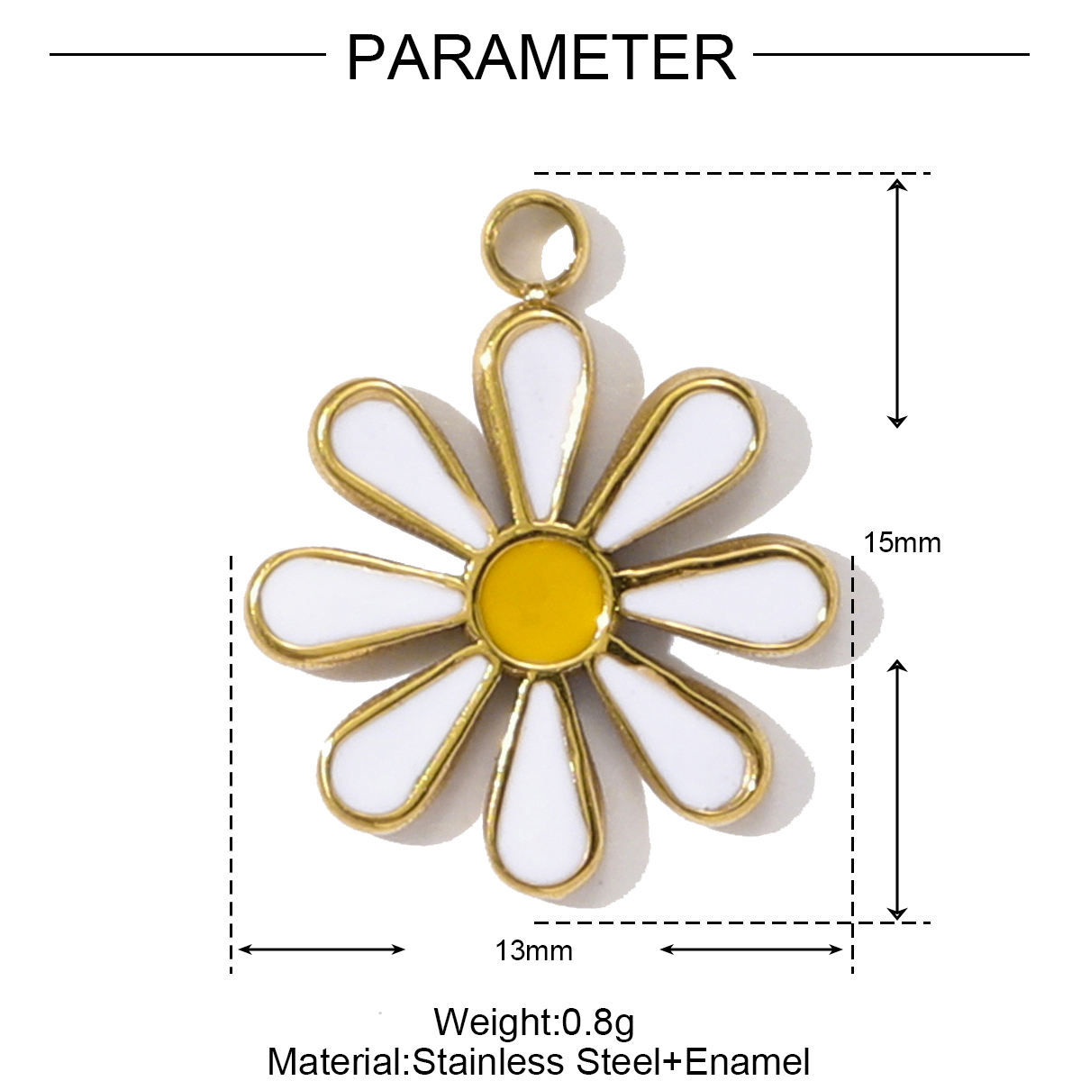 6pcs/pack Fashion Stainless Steel Enamel Sunflower Daisy Necklace Pendant Evil Eye Clower DIY Charm Women Rose Crown Jewelry