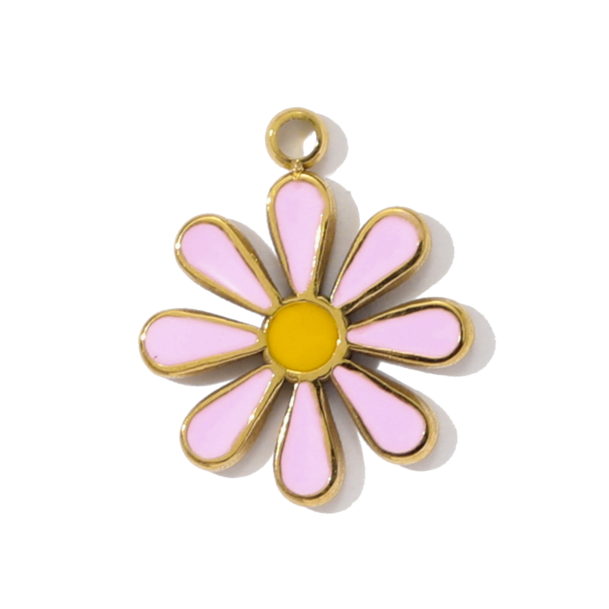 6pcs/pack Fashion Stainless Steel Enamel Sunflower Daisy Necklace Pendant Evil Eye Clower DIY Charm Women Rose Crown Jewelry