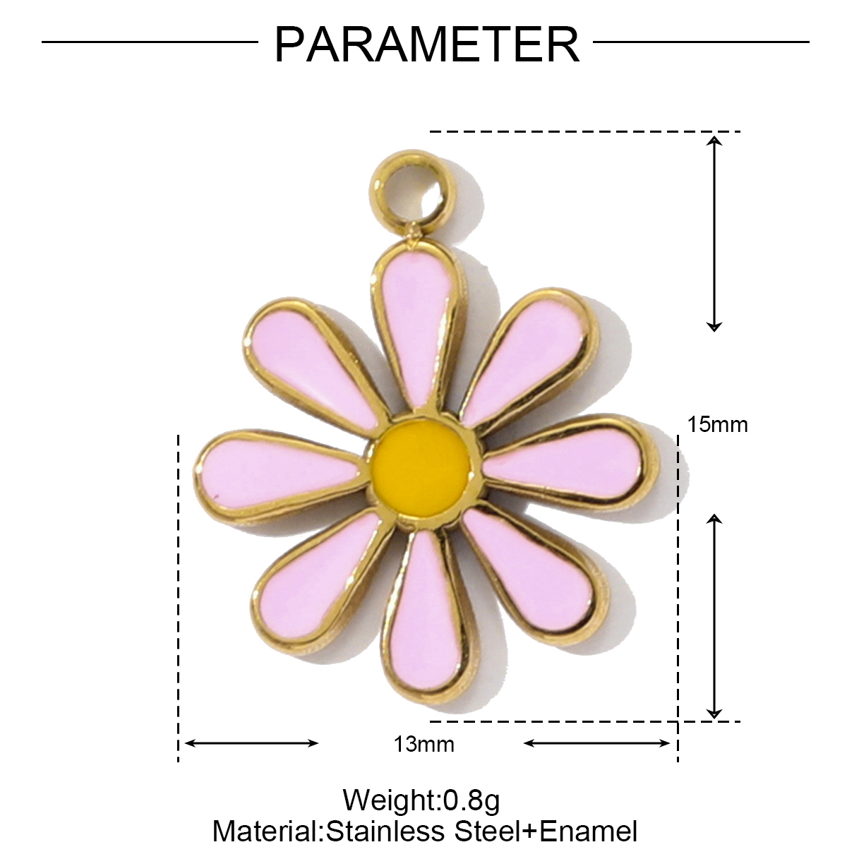 6pcs/pack Fashion Stainless Steel Enamel Sunflower Daisy Necklace Pendant Evil Eye Clower DIY Charm Women Rose Crown Jewelry