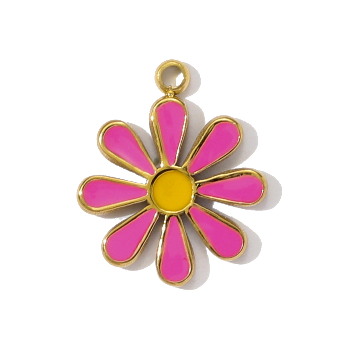6pcs/pack Fashion Stainless Steel Enamel Sunflower Daisy Necklace Pendant Evil Eye Clower DIY Charm Women Rose Crown Jewelry