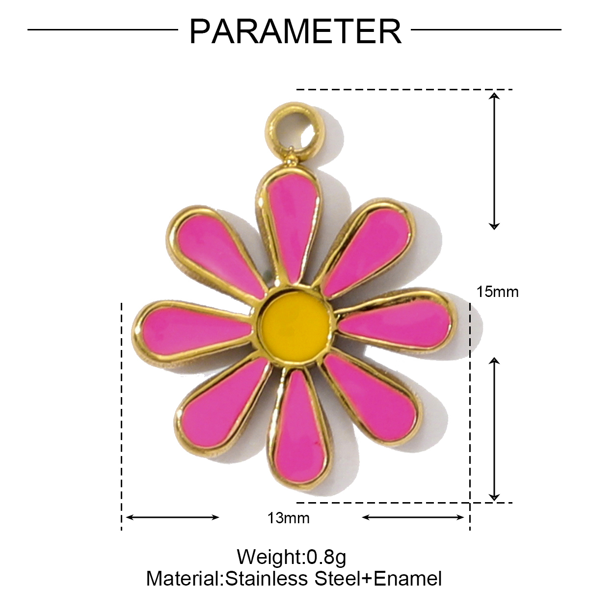 6pcs/pack Fashion Stainless Steel Enamel Sunflower Daisy Necklace Pendant Evil Eye Clower DIY Charm Women Rose Crown Jewelry