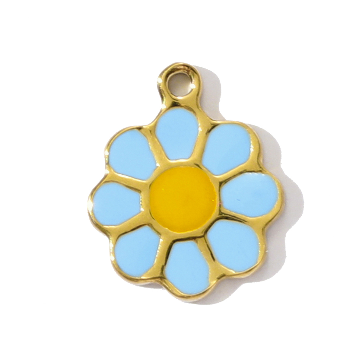 6pcs/pack Fashion Stainless Steel Enamel Sunflower Daisy Necklace Pendant Evil Eye Clower DIY Charm Women Rose Crown Jewelry