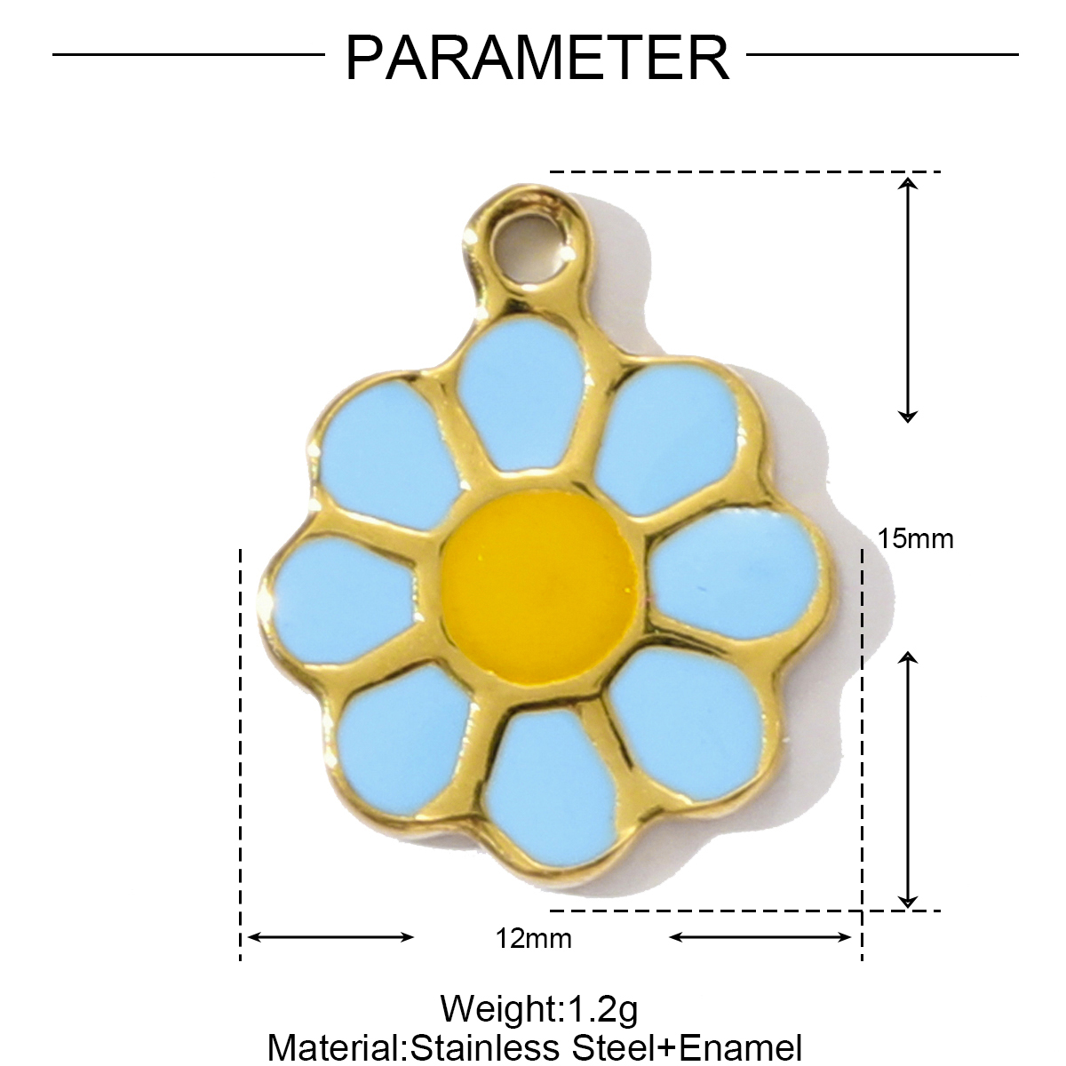 6pcs/pack Fashion Stainless Steel Enamel Sunflower Daisy Necklace Pendant Evil Eye Clower DIY Charm Women Rose Crown Jewelry