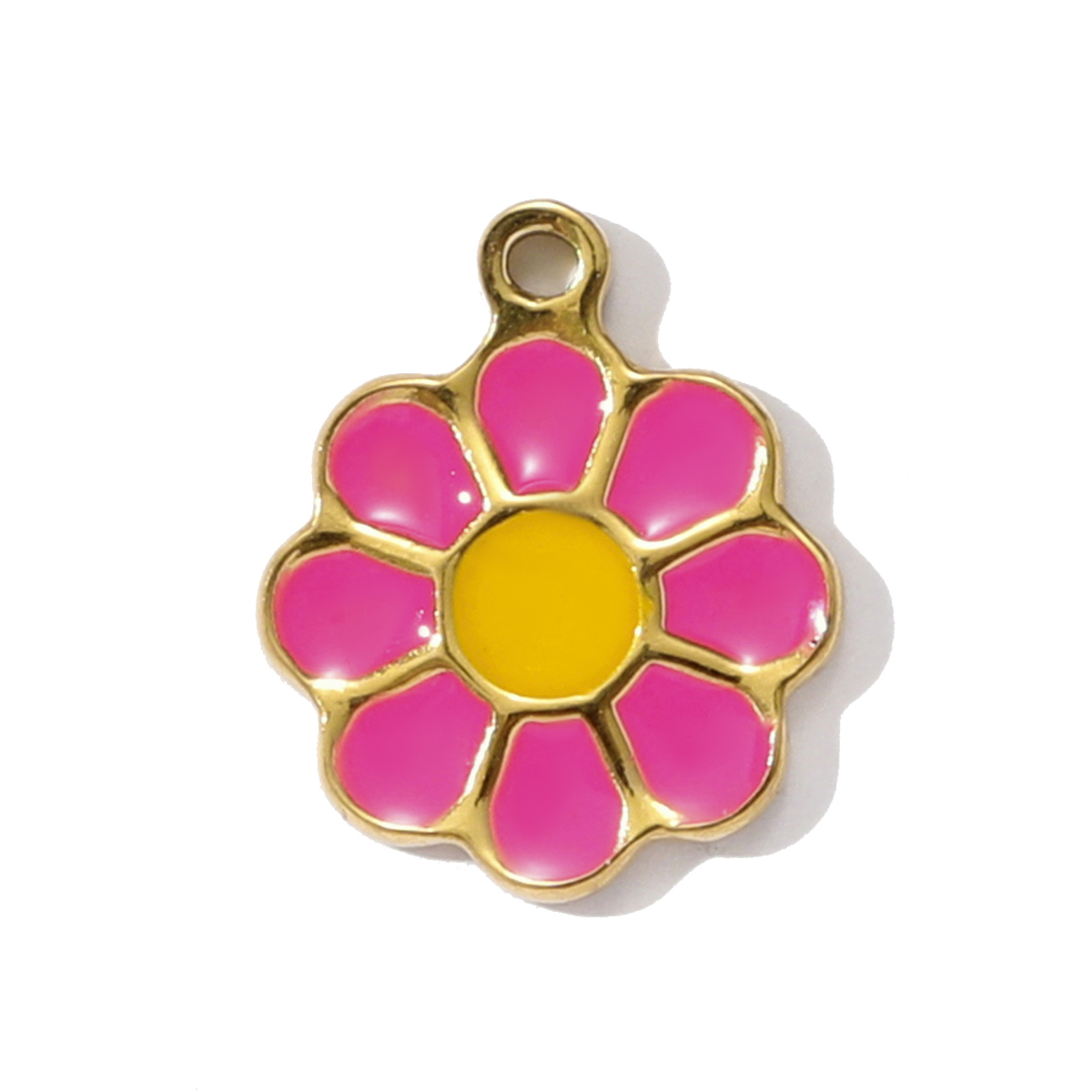 6pcs/pack Fashion Stainless Steel Enamel Sunflower Daisy Necklace Pendant Evil Eye Clower DIY Charm Women Rose Crown Jewelry