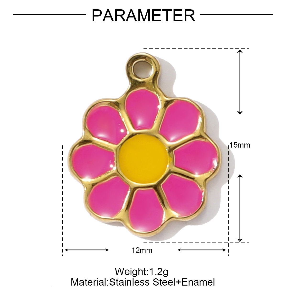6pcs/pack Fashion Stainless Steel Enamel Sunflower Daisy Necklace Pendant Evil Eye Clower DIY Charm Women Rose Crown Jewelry