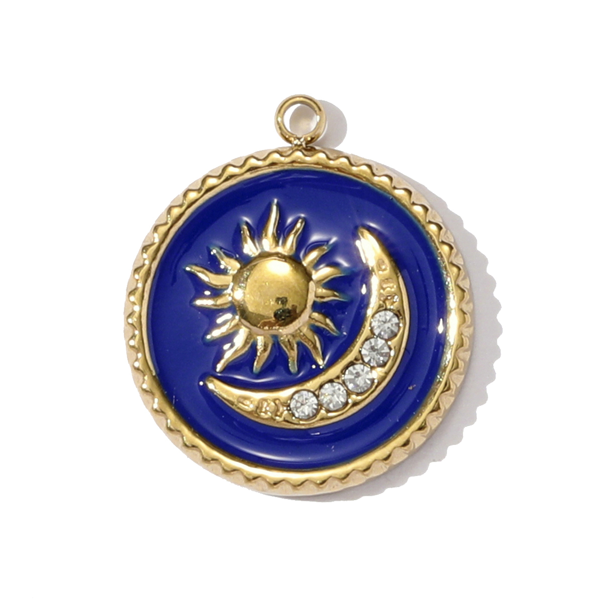 6pcs/pack French Stainless Steel Crescent Moon Star Necklace Pendant Enamel Love Heart Star DIY Charm Women Crown Jewelry