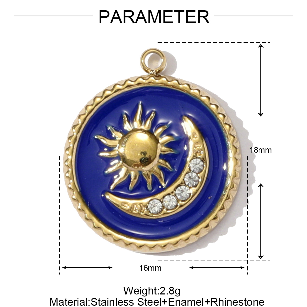 6pcs/pack French Stainless Steel Crescent Moon Star Necklace Pendant Enamel Love Heart Star DIY Charm Women Crown Jewelry