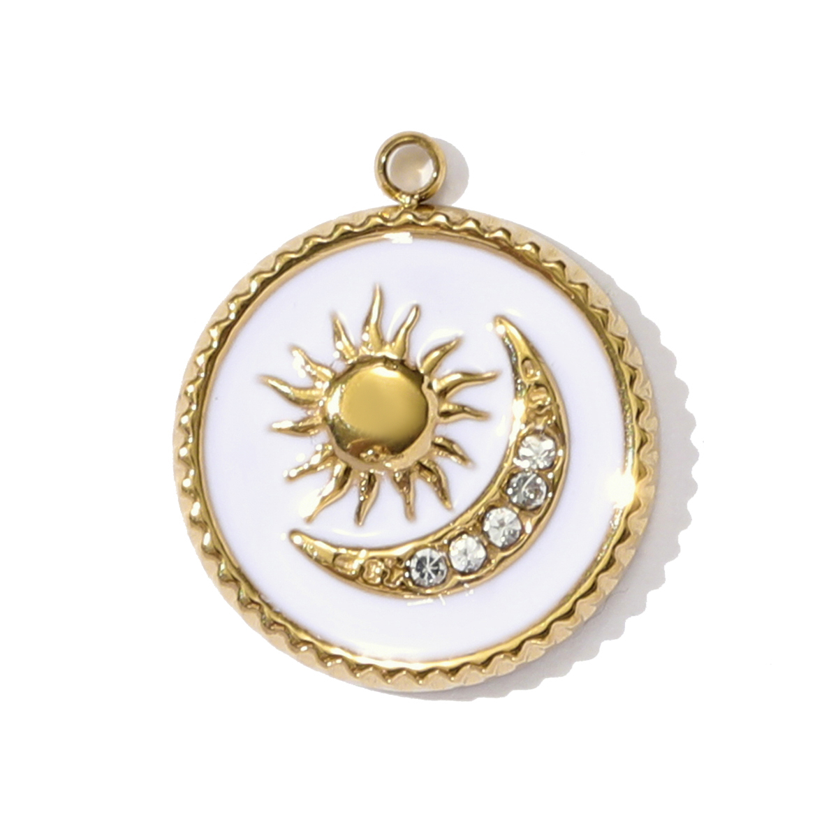 6pcs/pack French Stainless Steel Crescent Moon Star Necklace Pendant Enamel Love Heart Star DIY Charm Women Crown Jewelry