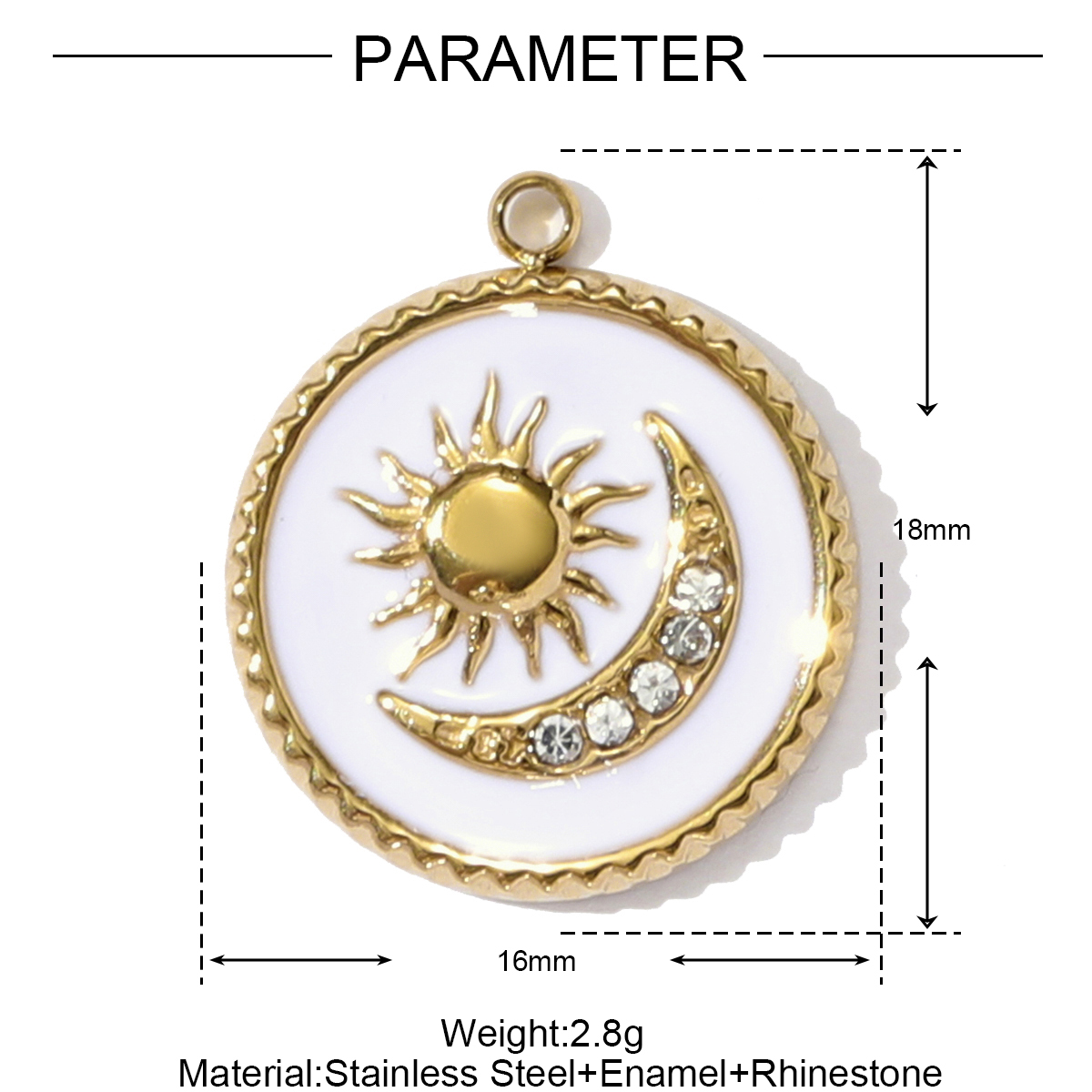 6pcs/pack French Stainless Steel Crescent Moon Star Necklace Pendant Enamel Love Heart Star DIY Charm Women Crown Jewelry