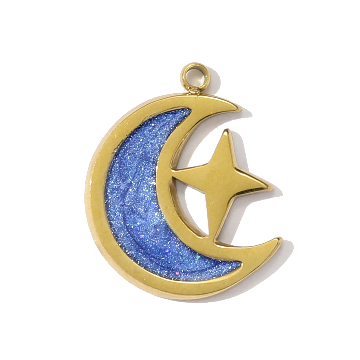 6pcs/pack French Stainless Steel Crescent Moon Star Necklace Pendant Enamel Love Heart Star DIY Charm Women Crown Jewelry