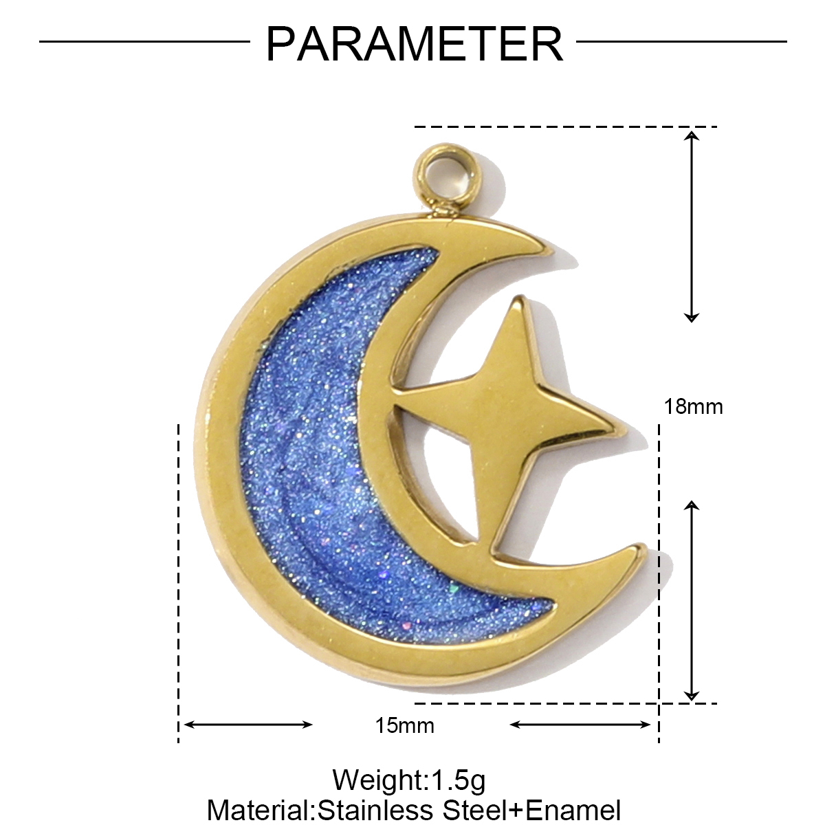 6pcs/pack French Stainless Steel Crescent Moon Star Necklace Pendant Enamel Love Heart Star DIY Charm Women Crown Jewelry
