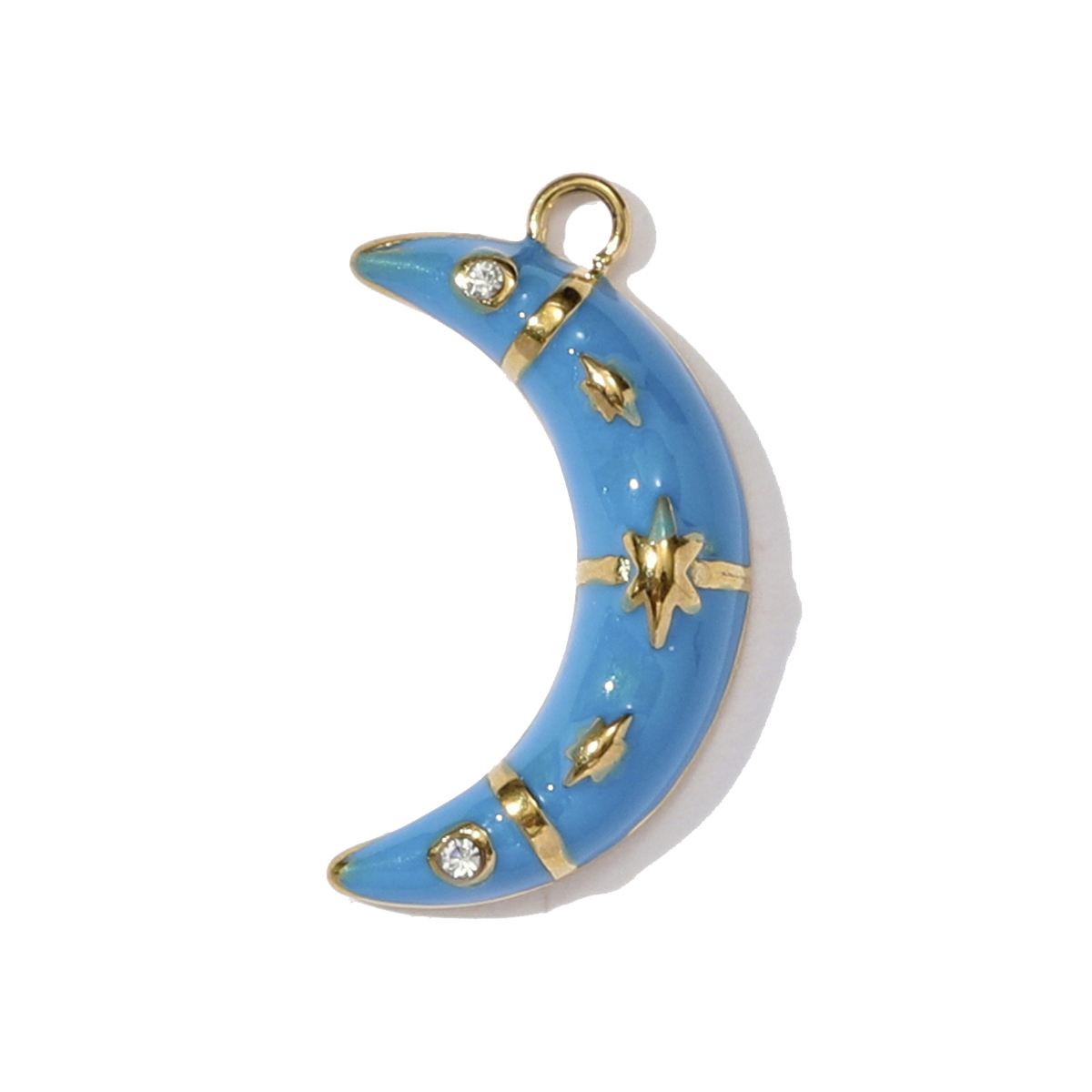 6pcs/pack French Stainless Steel Crescent Moon Star Necklace Pendant Enamel Love Heart Star DIY Charm Women Crown Jewelry