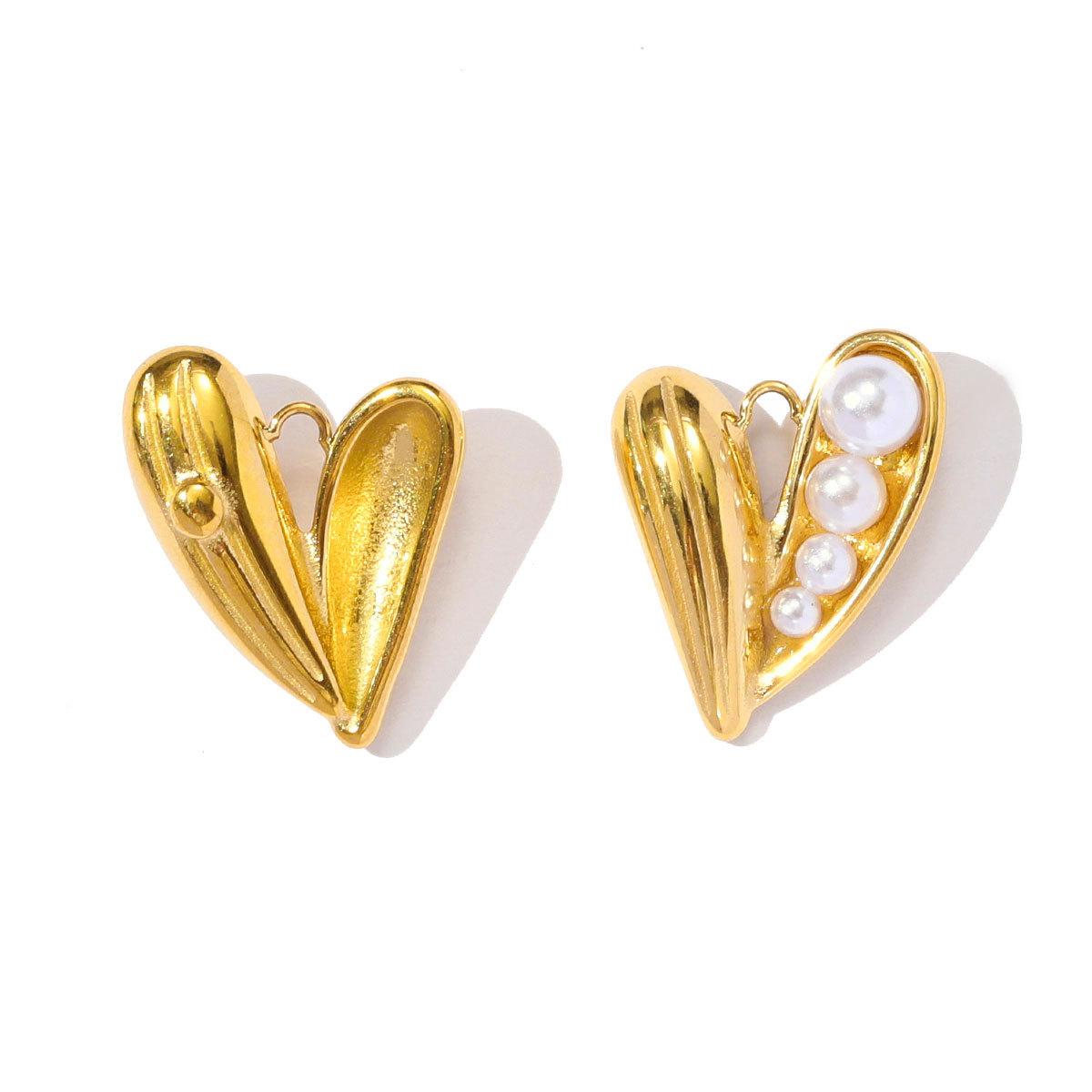 6pcs/pack French Stainless Steel Rhinestone Crescent Heart Necklace Pendant Malachite Clover DIY Charm Women Pearl Leaf Jewelry