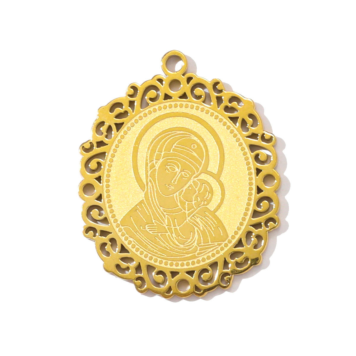 6pcs/pack Stainless Steel Holy Mother Abstract Mask Necklace Pendant Rhinestone Clover DIY Charm Women Conch Sun Moon Jewelry