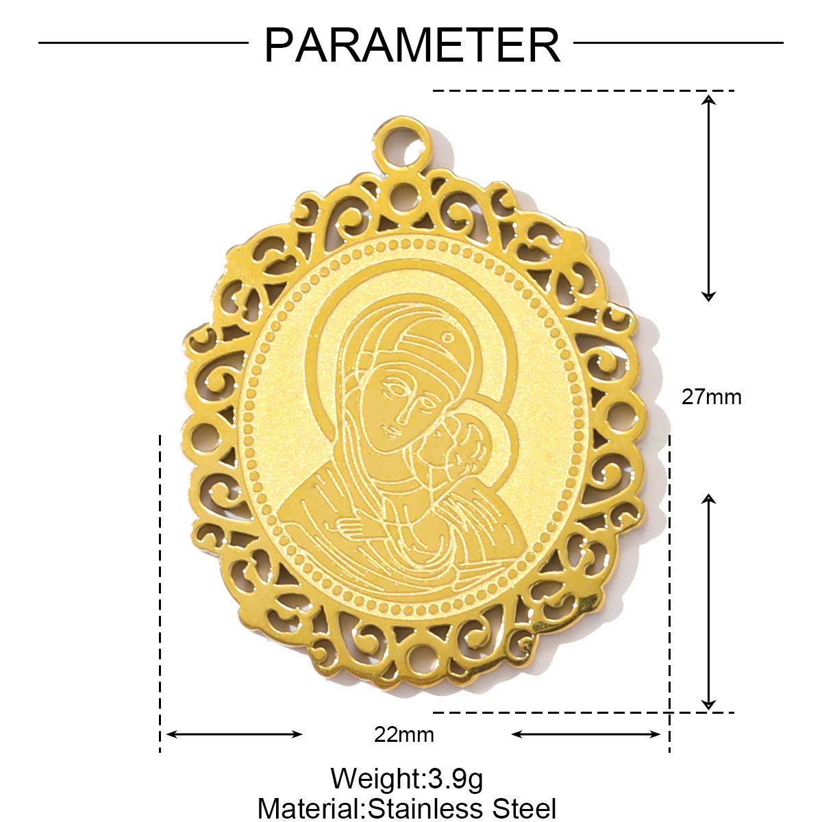 6pcs/pack Stainless Steel Holy Mother Abstract Mask Necklace Pendant Rhinestone Clover DIY Charm Women Conch Sun Moon Jewelry
