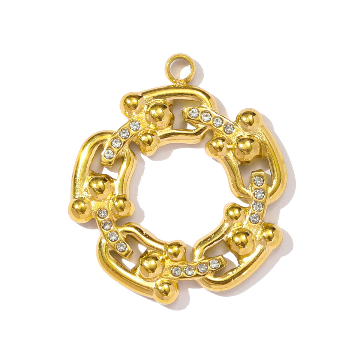 6pcs/pack Stainless Steel Holy Mother Abstract Mask Necklace Pendant Rhinestone Clover DIY Charm Women Conch Sun Moon Jewelry