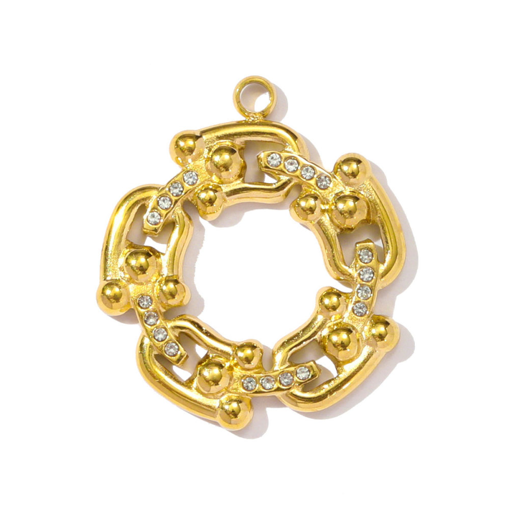 6pcs/pack Stainless Steel Holy Mother Abstract Mask Necklace Pendant Rhinestone Clover DIY Charm Women Conch Sun Moon Jewelry