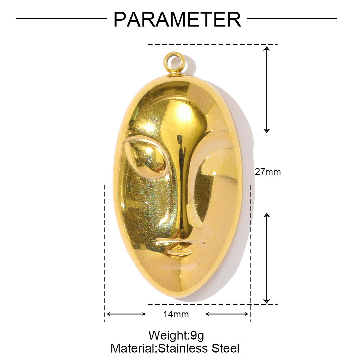 6pcs/pack Stainless Steel Holy Mother Abstract Mask Necklace Pendant Rhinestone Clover DIY Charm Women Conch Sun Moon Jewelry