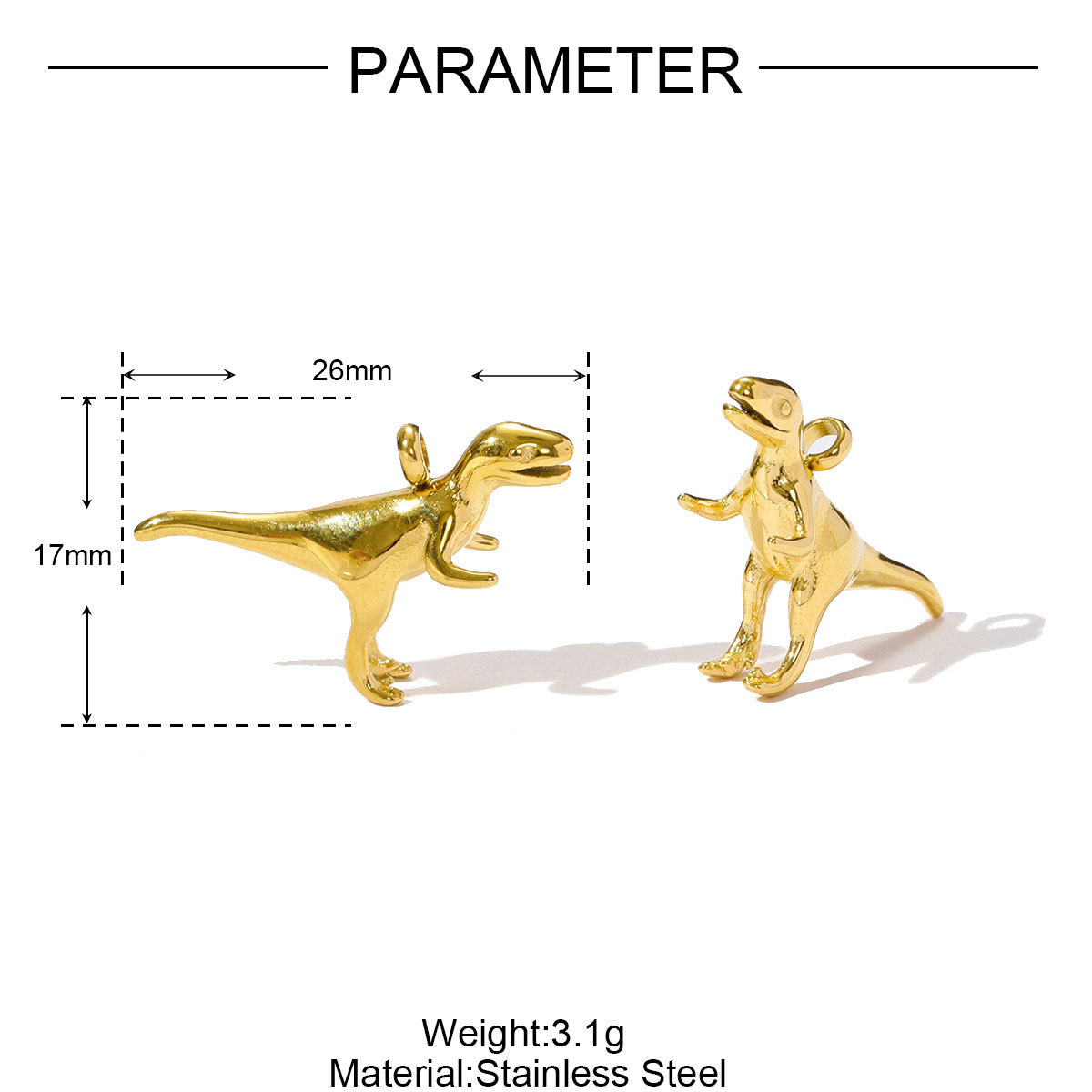 6pcs/pack Stainless Steel 3D Tyrannosaurus Rex Stegosaurus Necklace Pendant Scorpion Lobster DIY Earring Charms Rugby Jewelry