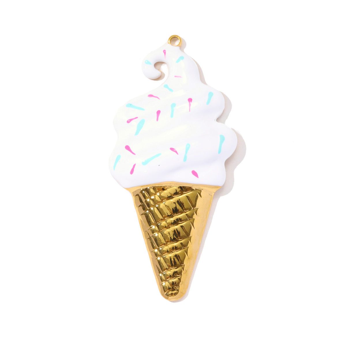 6pcs/pack Big Size Stainless Steel Clover Hamburger DIY Earring Charms Ice Cream Cone Necklace Pendant Women Rainbow Jewelry