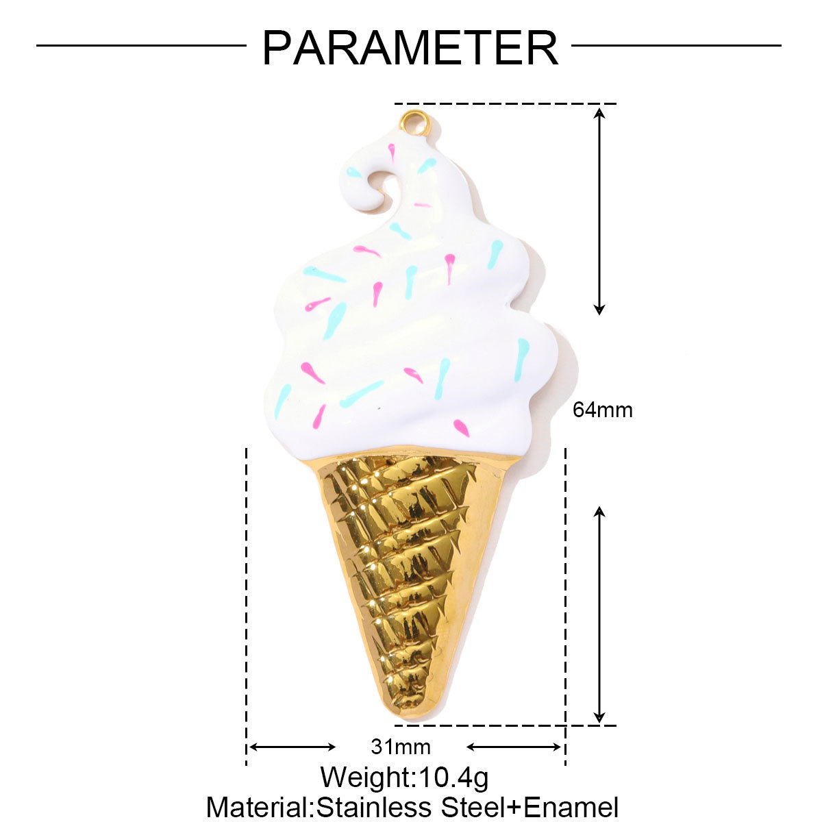 6pcs/pack Big Size Stainless Steel Clover Hamburger DIY Earring Charms Ice Cream Cone Necklace Pendant Women Rainbow Jewelry