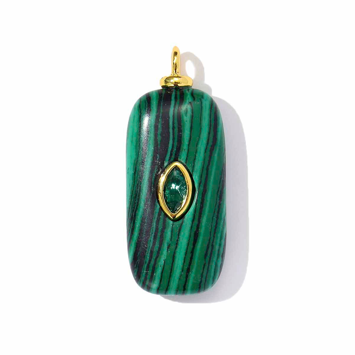 6pcs/pack Retro Copper Zircon Natural Stone Geometric Necklace Pendant Malachite DIY Earring Charm Women Waterdroop Jewelry