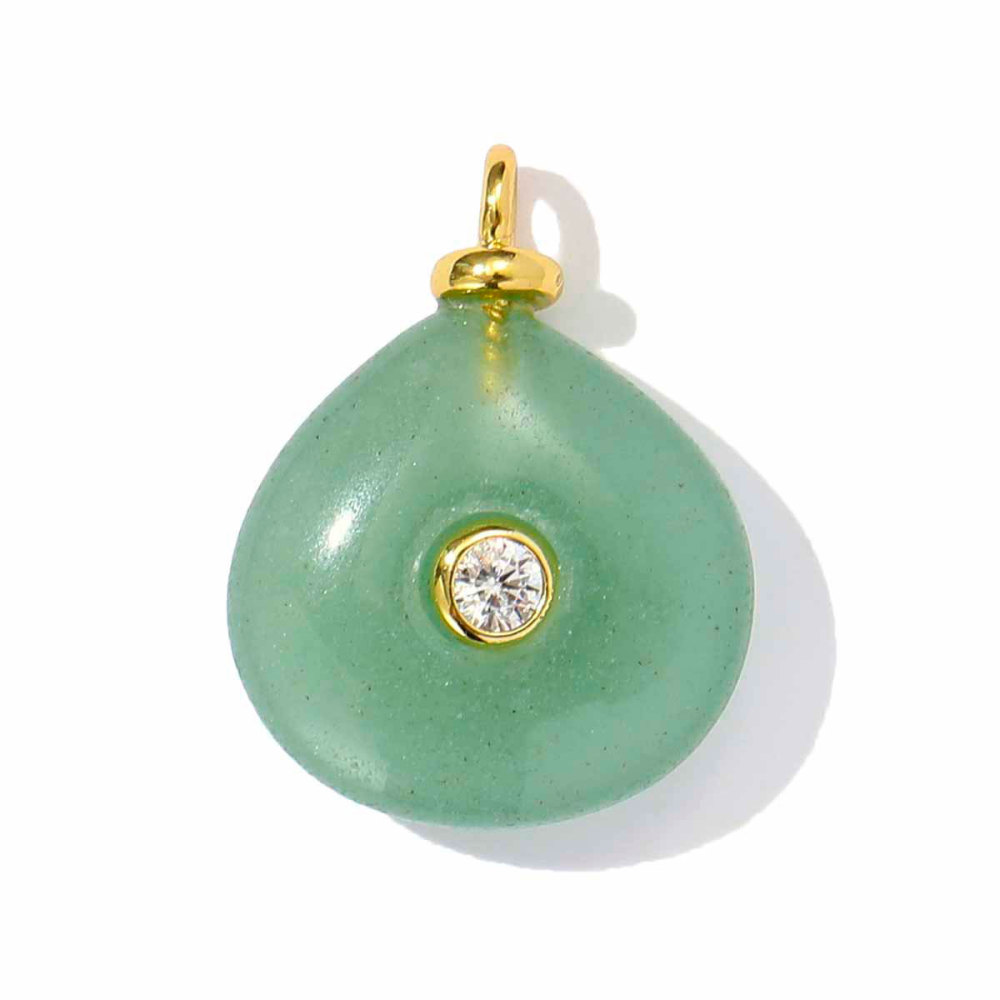 6pcs/pack Retro Copper Zircon Natural Stone Geometric Necklace Pendant Malachite DIY Earring Charm Women Waterdroop Jewelry